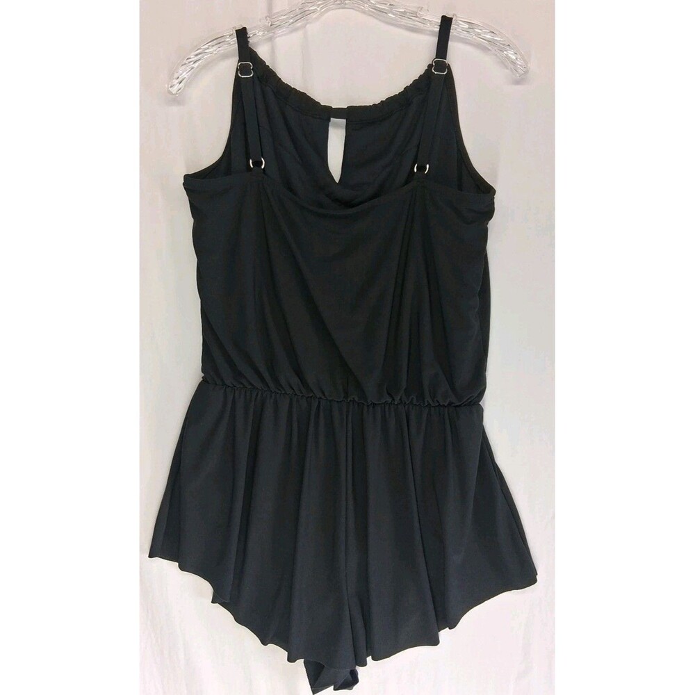 Women L One Piece Swimsuit Black Romper Shorts Resortwear Beach Modest Vacation